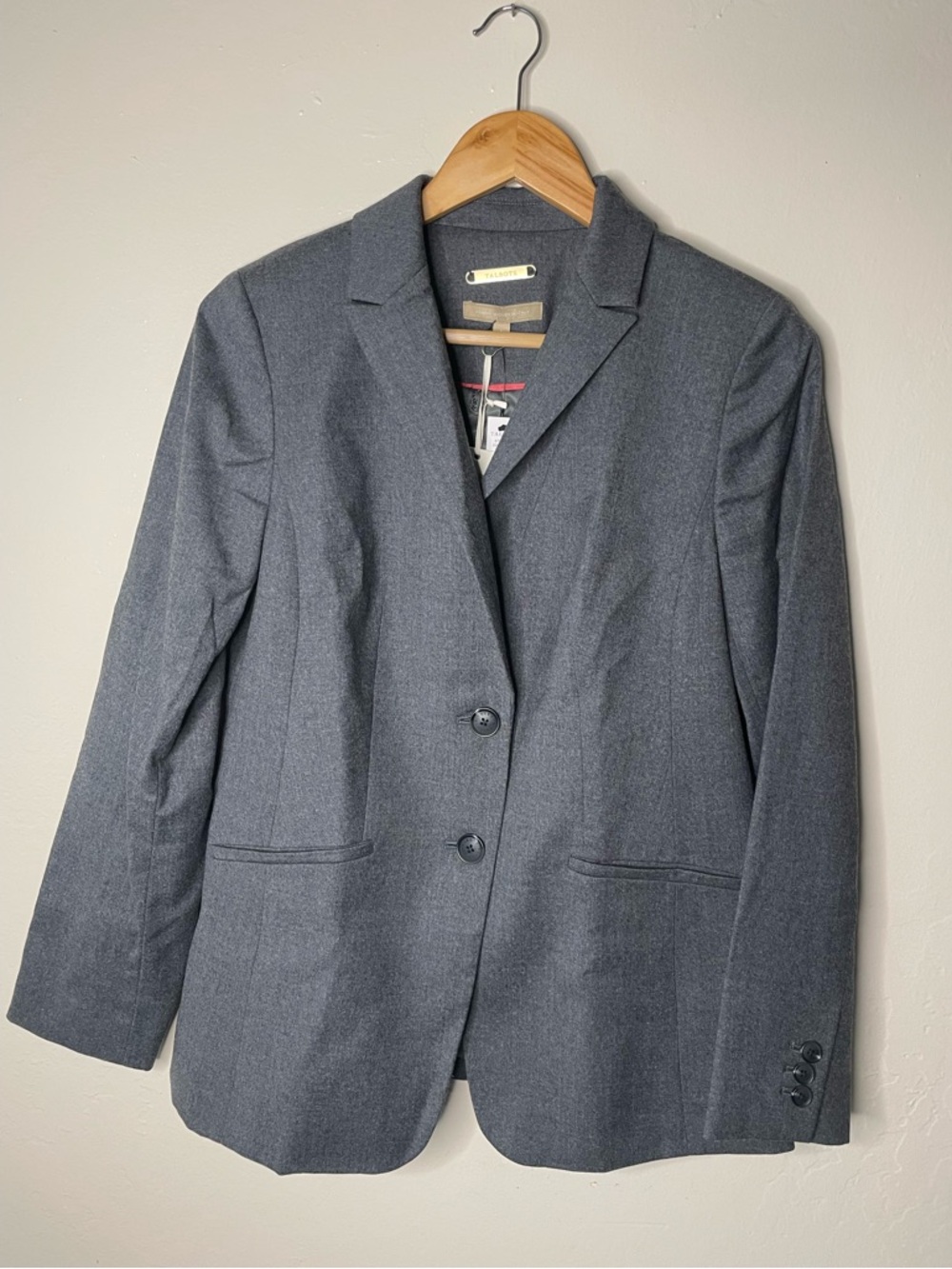 Talbots women’s tailored gray Wool Woven single breasted Blazer